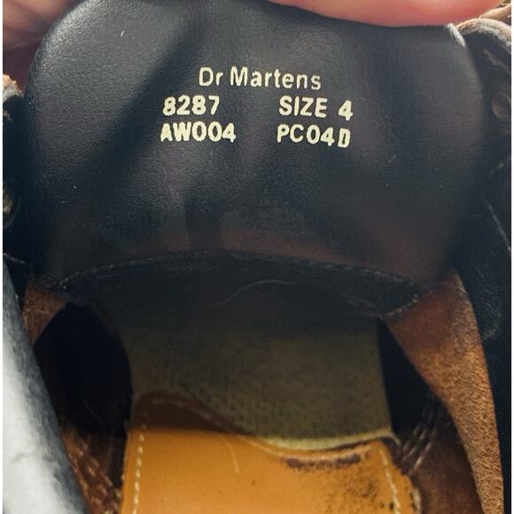 Vtg Y2K Yellow Stitch Dr. Martens Brn UK 4 US 6-6.5 Chunky Lug Sole Boot England - Picture 10 of 12